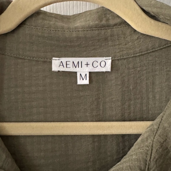 Olive Green Button-Up Blouse - Picture 3 of 5